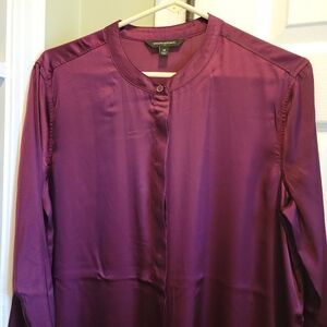 Purple Satin Button Up Shirt Dress